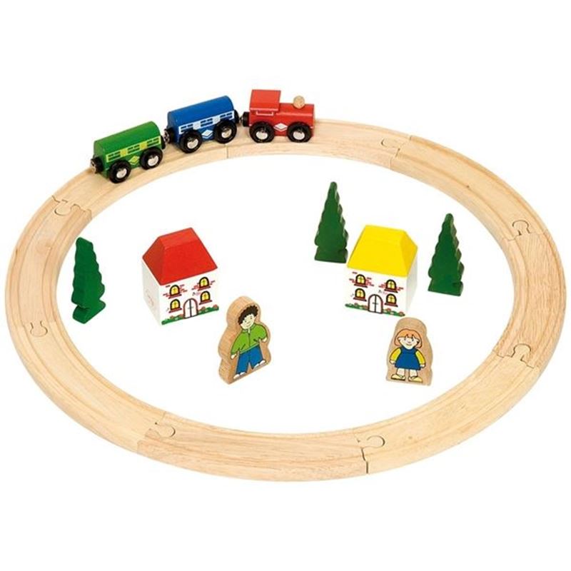 Pista trenino legno rotonda - ferrovia giocattolo