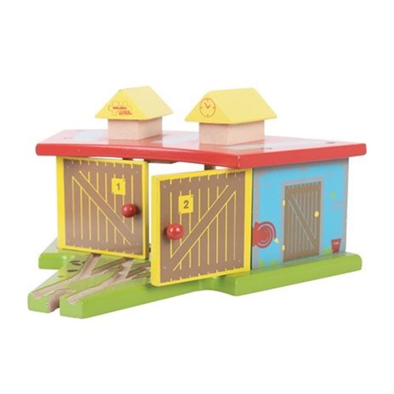 Garage per trenini in legno- accessorio per pista trenini giocattolo